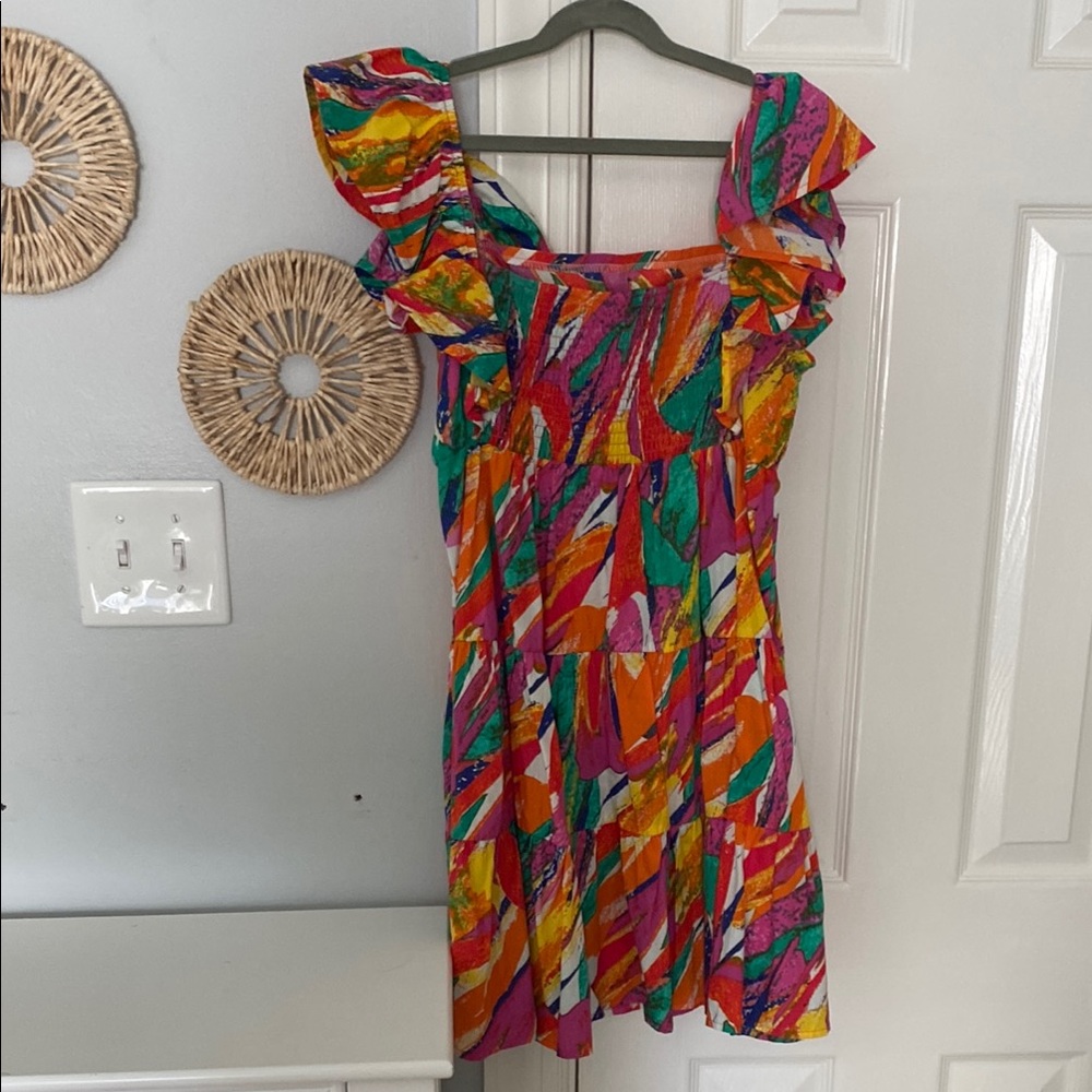 Colorful Ruffled Women's Dress - Picture 2 of 2